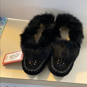 Bastion Hiawatha Black  Fur at ankleWomen's Moccasins